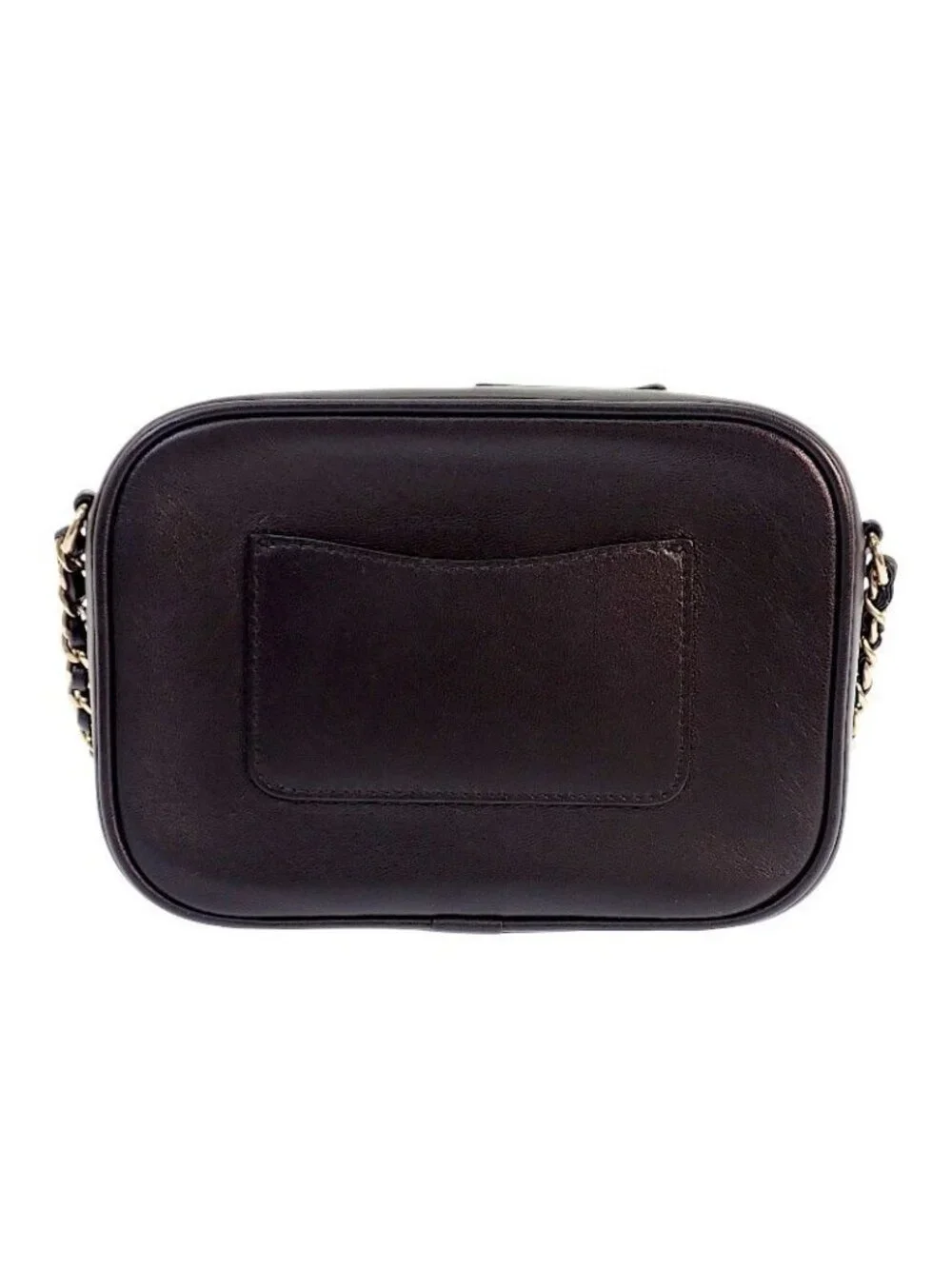 Chanel CC Logo Chain Shoulder Camera Bag Lambskin Black Gold